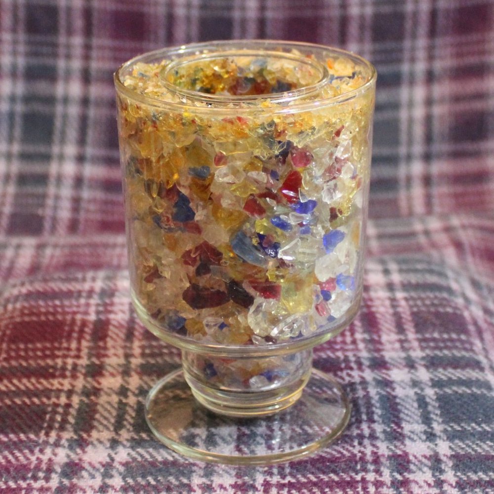 Pilgrim Handblown and Crushed Glass Candle Holder
